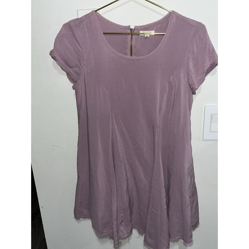 Silence + Noise Womens Dress Size Small Burgundy Short Sleeve Raw Hem Mini (3)